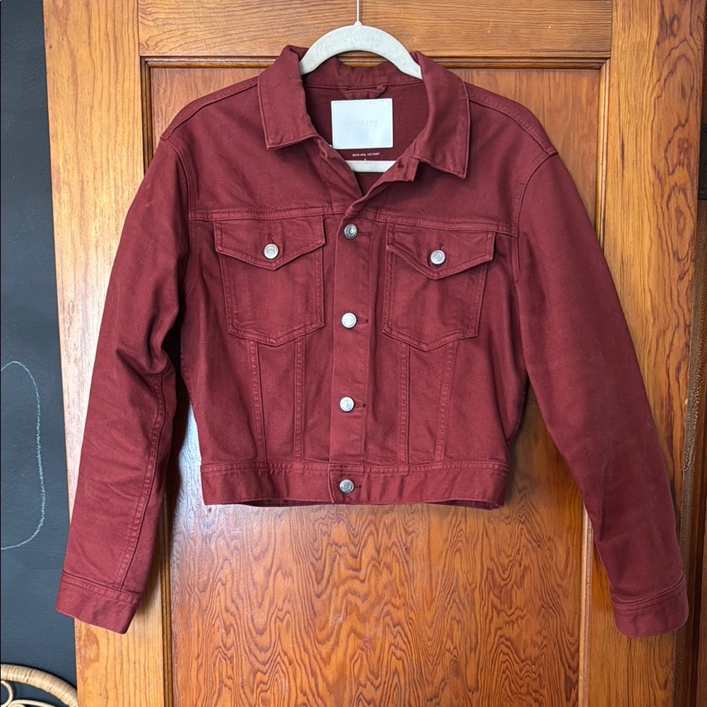 GUC Everlane Large Burgundy Cropped Denim Jacket